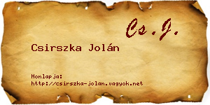 Csirszka Jolán névjegykártya