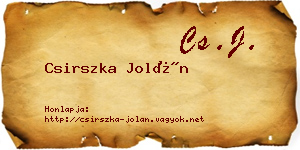 Csirszka Jolán névjegykártya